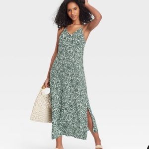 Green Floral Maxi Slip Dress - A New Day - Size L